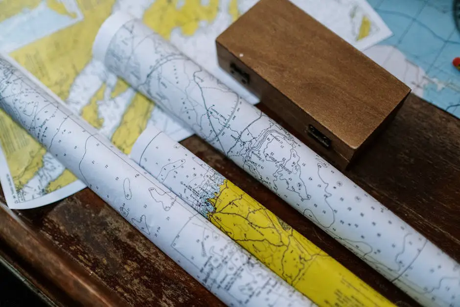 Essential navigation tools including maps and compasses